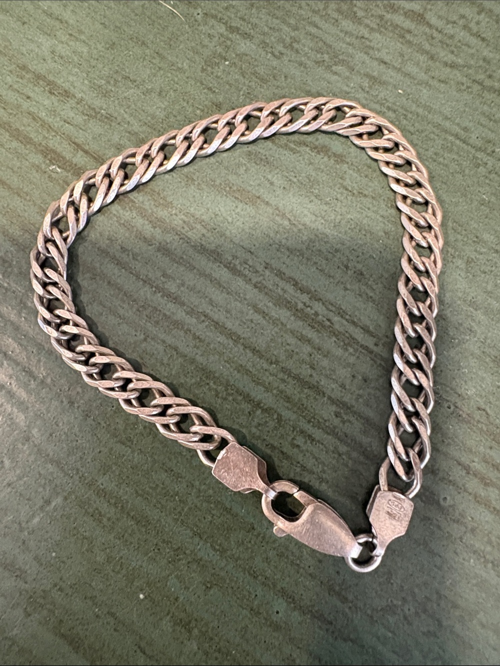 Vintage 925 Sterling Silver Double Curb Link Bracelet 7” Lobster Clasp 7g - Picture 2 of 5